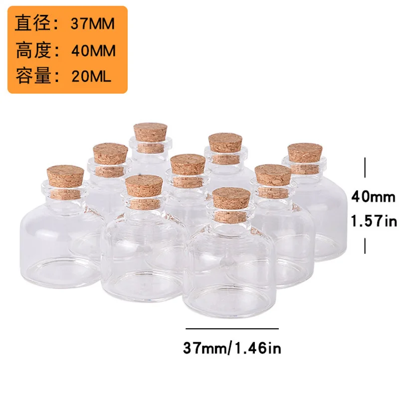 

100pcs 4ml 9ml 20ml Good Quality Straight Cork Bottle Mini Gift Packaging Glass Tubes with Cork Cap Wishing Bottles