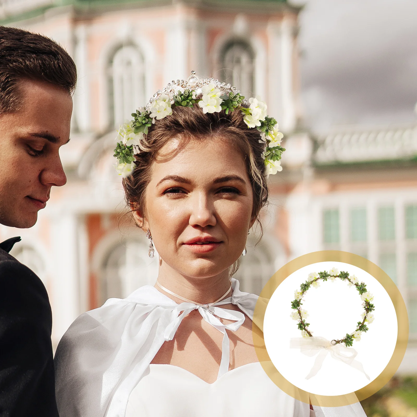 

Floral Headdress Wedding Headband Adjustable Crown Bridal Hair Accessories Bridesmaid Wedding Hairband