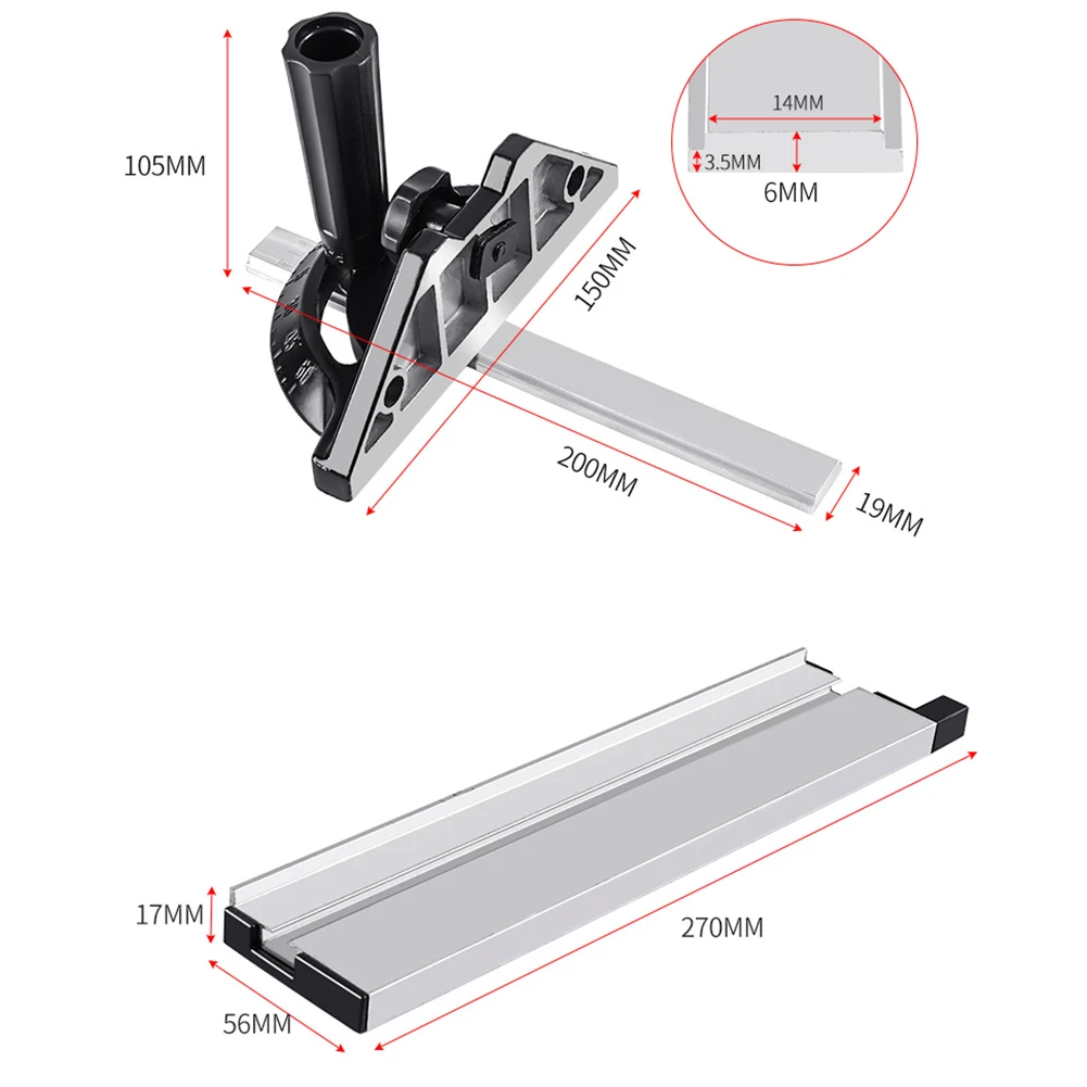 Hot New Miter Gauge Carpentry Push Rod Angle Ruler Table Saw Ruler Woodworking Tool Adjustable Flip Stop