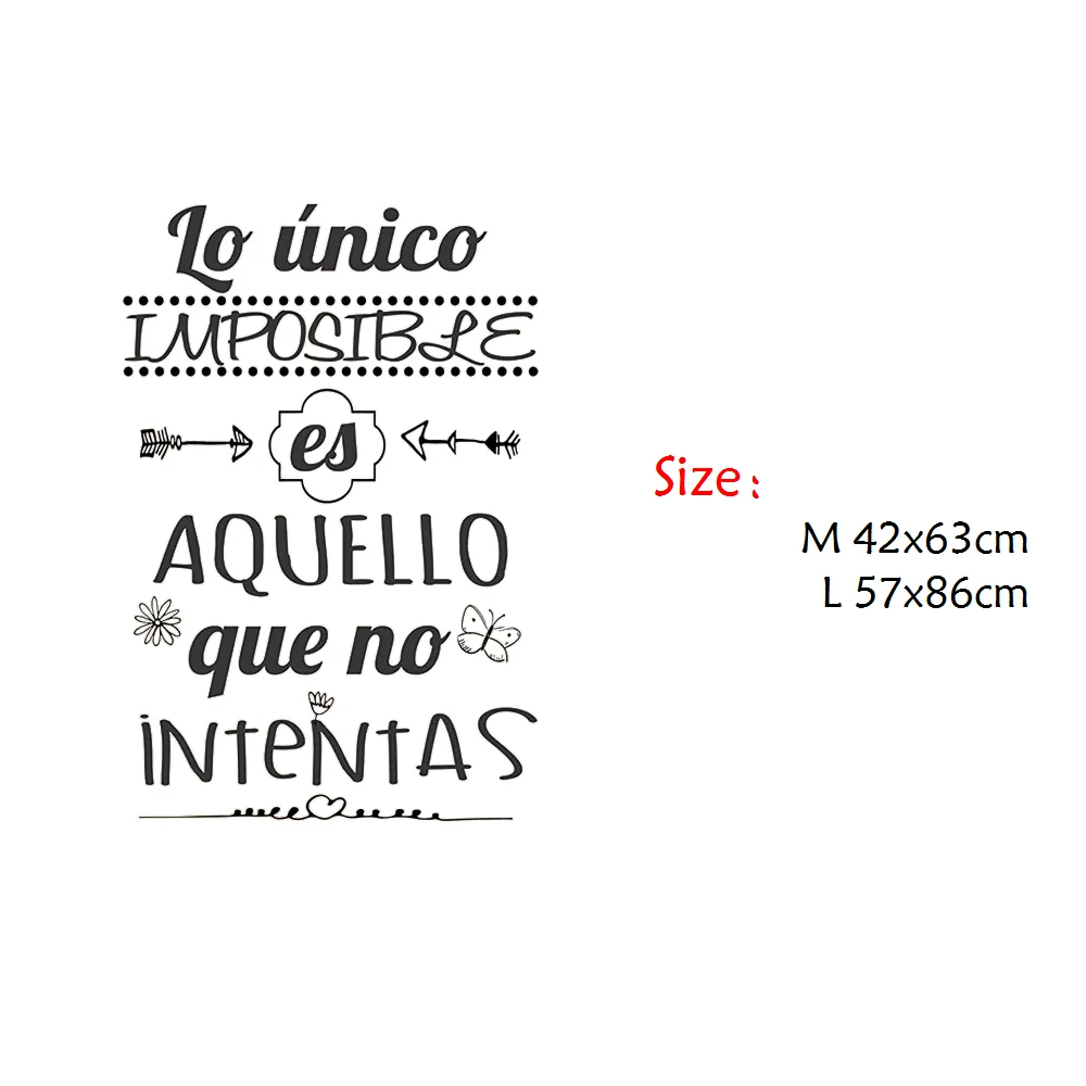 Wall Stickers Spanish Quotes Lo Único Imposible Es Aquello Que No Intentas Vinyl Motivational Life Decor Children's Room