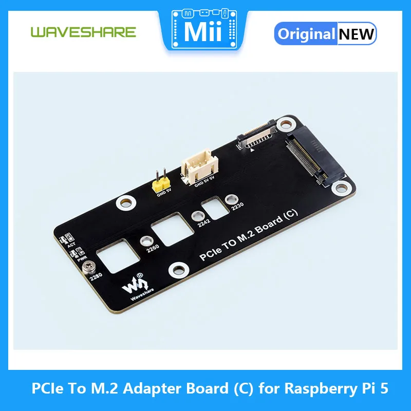 Waves hare PCIE zu M.2 Adapter Board (C) für Himbeer Pi 5, für NVME Protokoll M.2 Solid State Drive, Hochgeschwindigkeits-Lesen/Schreiben