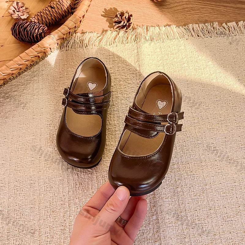 

Concise Solid Mary Jane Shoes Spring Summer New Princess Shoes Girl Comfortable Non Slip Soft Sole Childrens Leather Shoes