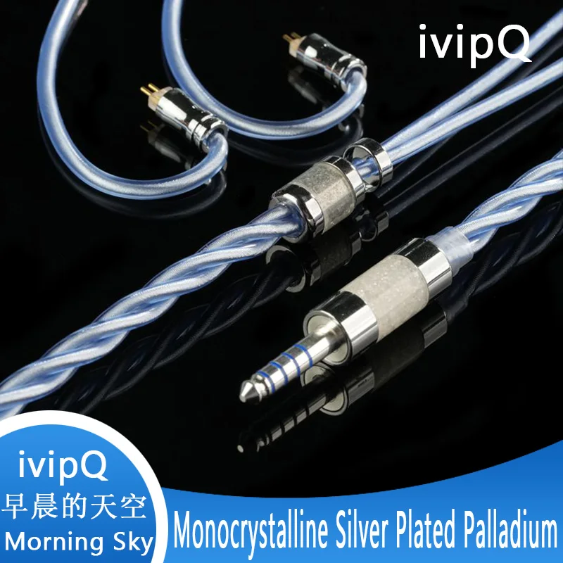ivipQ-10 Morning Sky Litz Auricolare Cavo di aggiornamento Monocristallino Argento Pated Palladio IEM Filo MMCX/2Pin per Thieraudio Origin