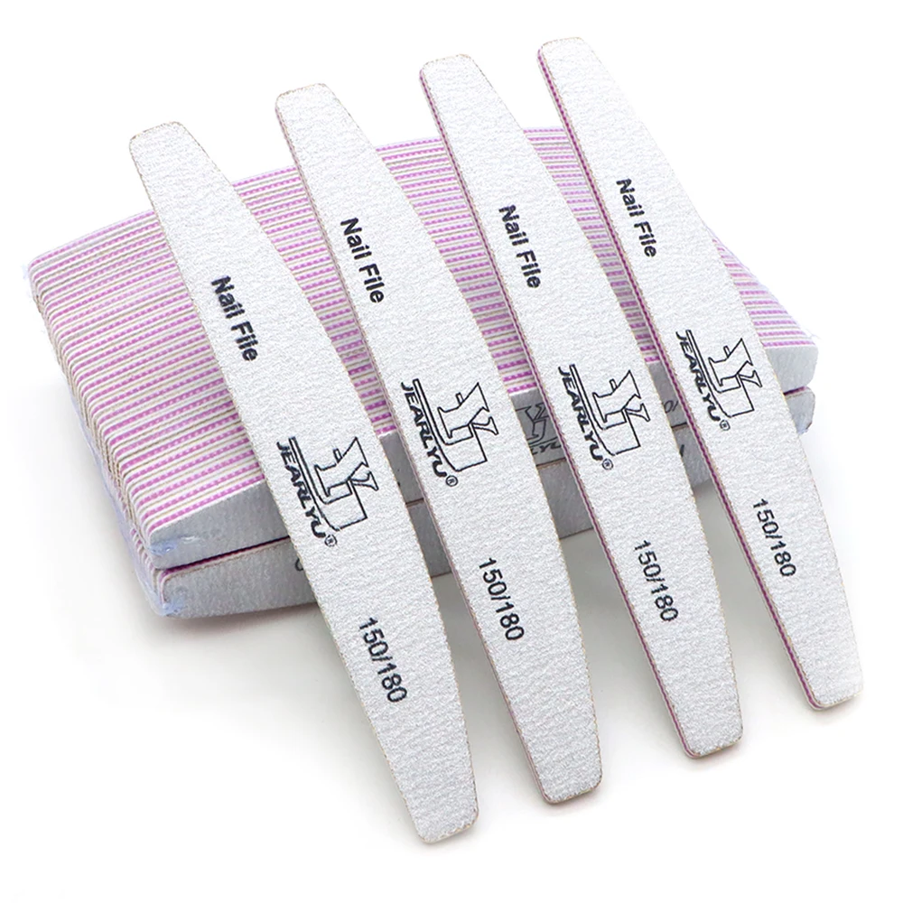 50 Uds. Limas de uñas profesionales de doble cara, herramientas de Arte de uñas de grano 150/180, papel de lija gris plátano, lima de uñas, suministros de manicura