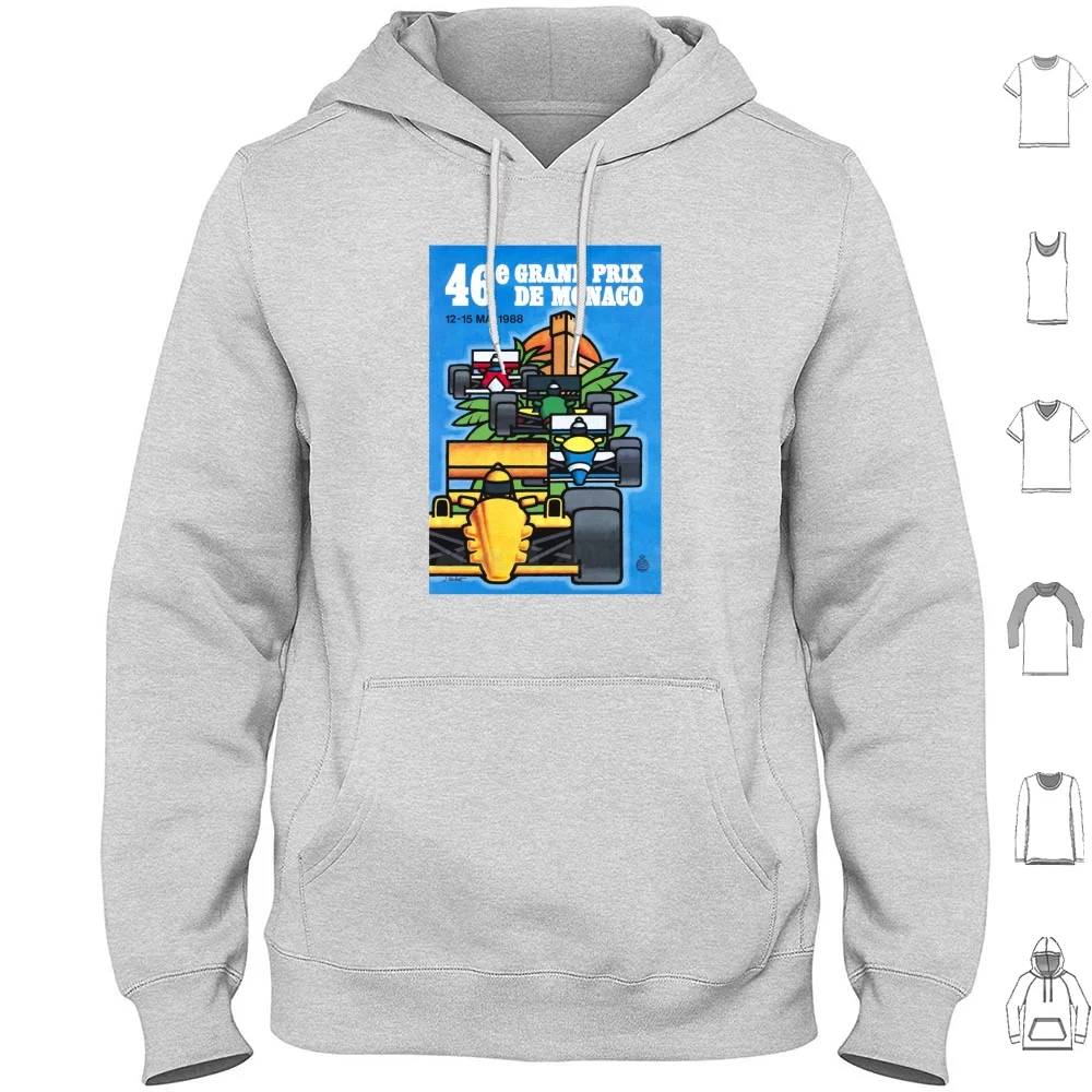 1988 Monaco Grand Prix Racing Poster Hoodies Long Sleeve Monaco Grand Prix Vintage Grand Prix Vintage Racing Racing