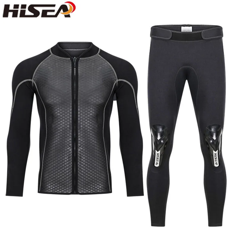 

Hisea Men's Top wetsuit jackets pants 2mm neoprene long sleeve swimsuit surfing