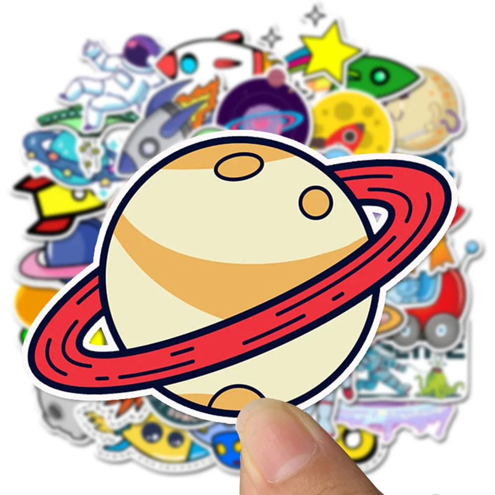 10/30/50PCS Cute Space Alien Spaceship Stickers Aesthetic DIY Water Bottle Journaling Laptop Cartoon Cool Decal Sticker for Kid