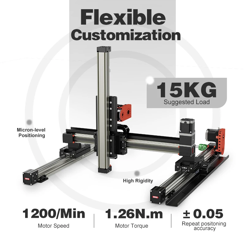 QRXQ XYZ Automatic Gantry Belt Module Z-Axis Vertical Linear System 100-1200mm Stroke RXP45-XYZ-115