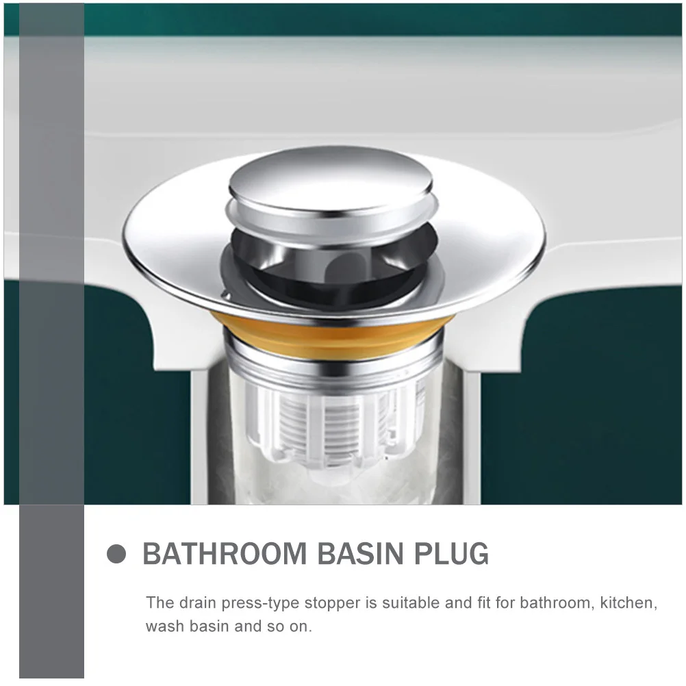 

2Pcs Washbasin Stopper Rust-Resistant ABS Modern Shape Easy Install Sink Drain Plug Home Drainer Bath Tub Drain