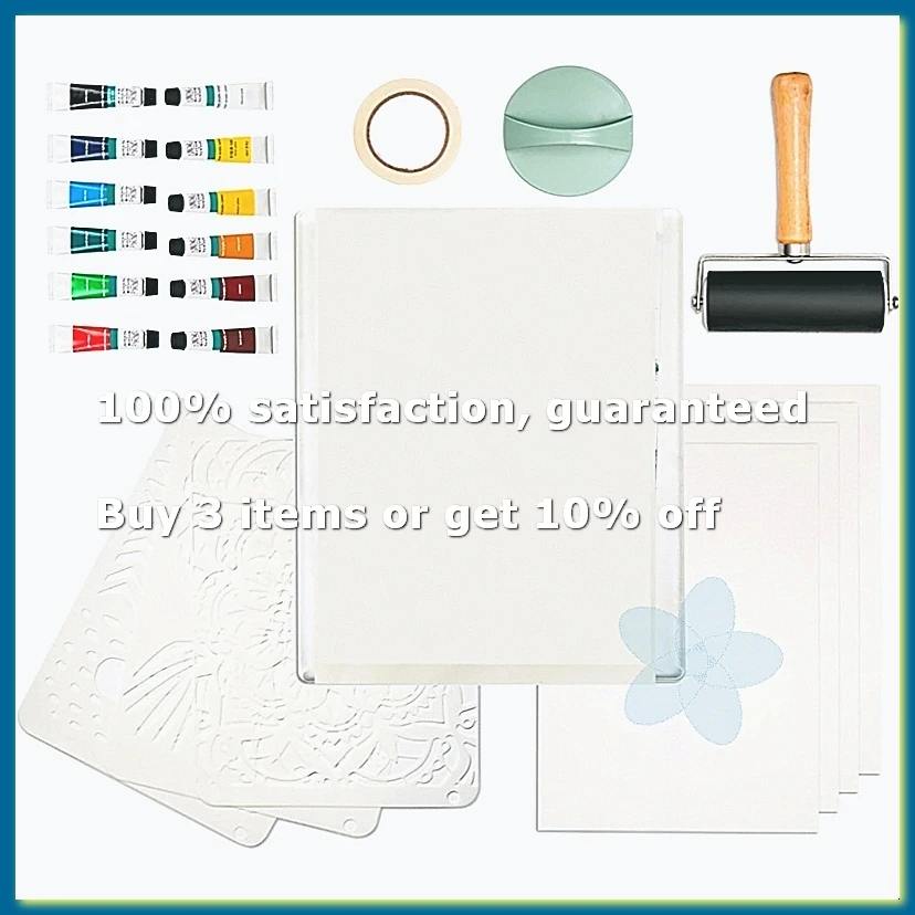 Gel Printing Plate Kit, with 8x10inch Gelatin Plate, Printmaking Paper, Acrylic Paint for Art, Monoprinting,Card Making-A09I