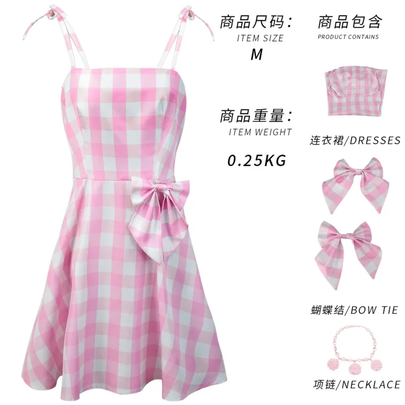 2023 New Movie Barbi Cosplay Costume For Women Margot Robbie Pink Dress Girls Kids Men Ken Ryan Gosling Clothes Halloween Outfit