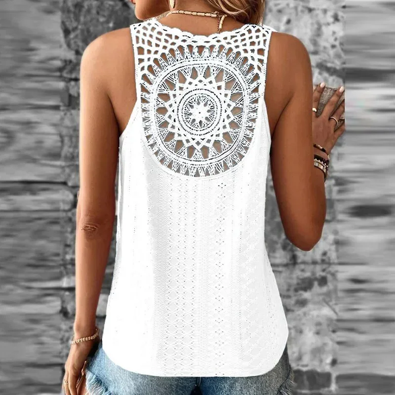 Fashion Women Casual Vest Sleeveless Shirts For Women Elegant Backless Blouses Women Summer Beach Tank Tops Shirts Solid