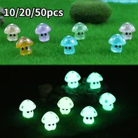 10/20/50PCS Colorful Glowing Tiny Mushrooms Mini Figurines Miniature Mushroom Statue Glowing In The Dark Fairy Garden Ornament