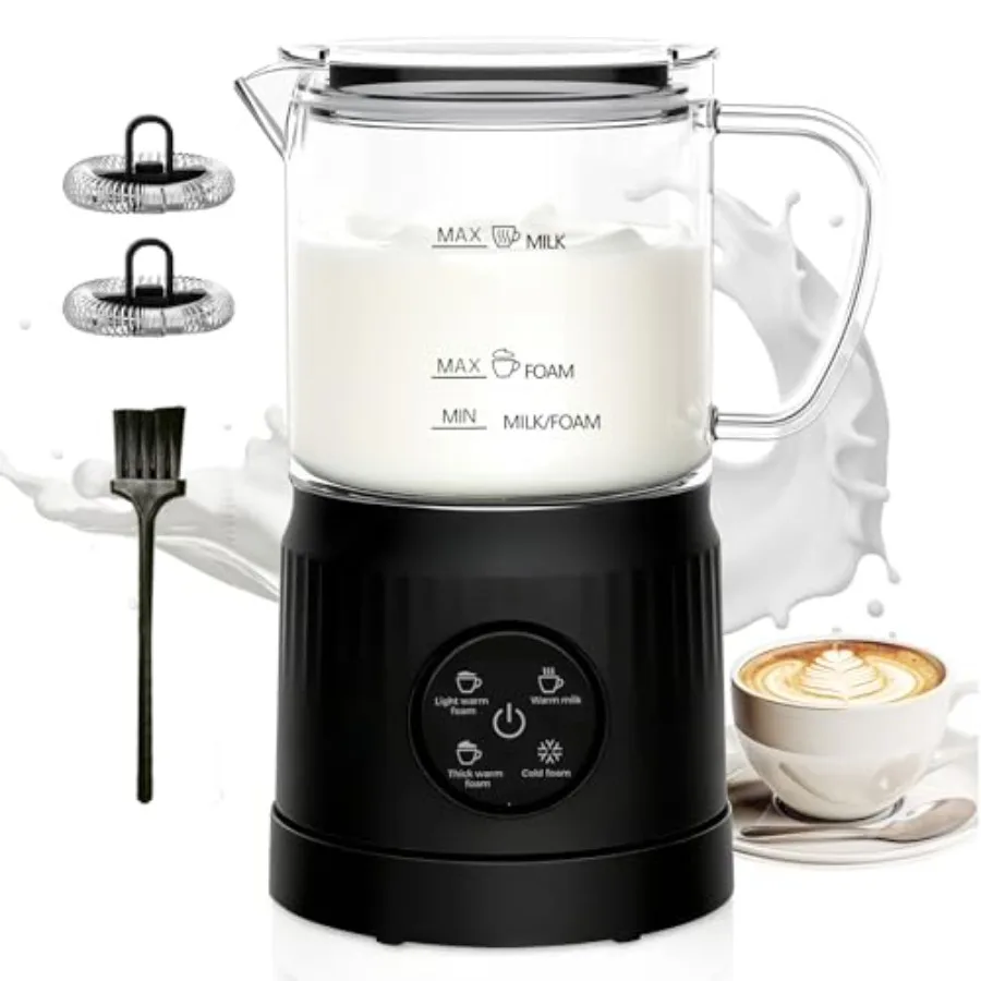 

4-in-1 Milk Frother Electric Milk Frother and Steamer with LED Touch Screen Non-stick Bottom Milk Warmer 13.52oz for Lattes Cap