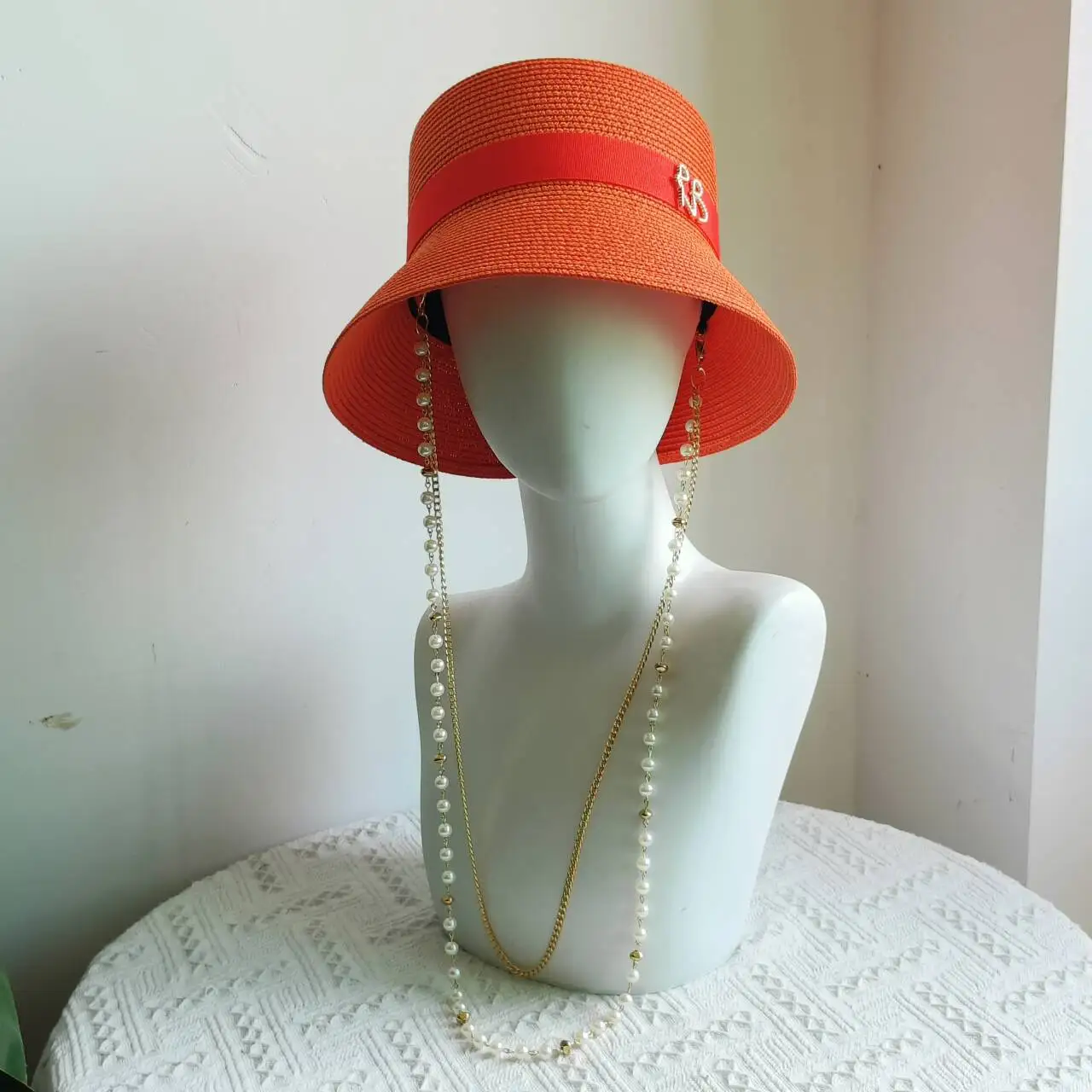 Summer straw hat chain women's sun hat folding beach hat travel sun protection Hepburn style sun hat  여름모자