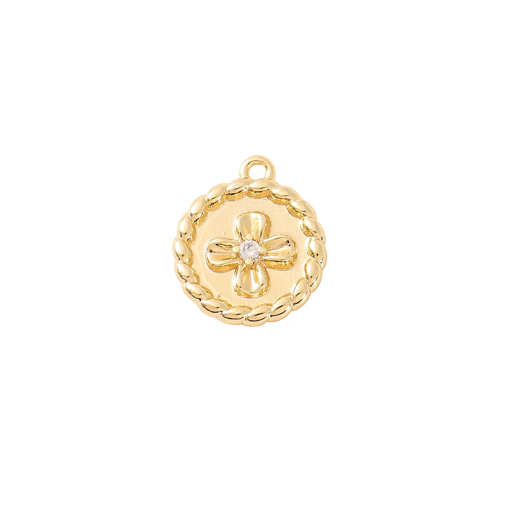 

Factory Wholesale Gold Color Brass And Zircon Round Charms Pendants Necklace And Bracelet Earring Diy Jewelry Accessories Parts