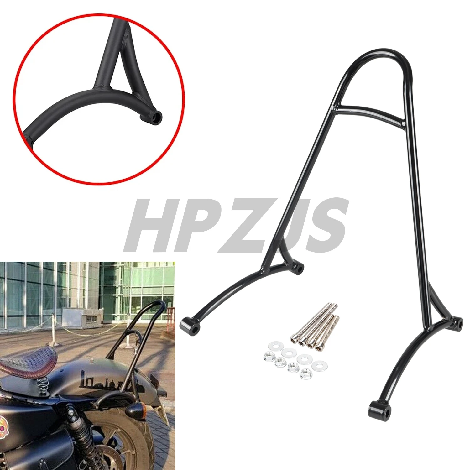 

Motorcycle Sissy Bar Rear Passenger Backrest Black For Harley Forty Eight XL1200X Sportster 883 Super Low XL883L 2004-Up