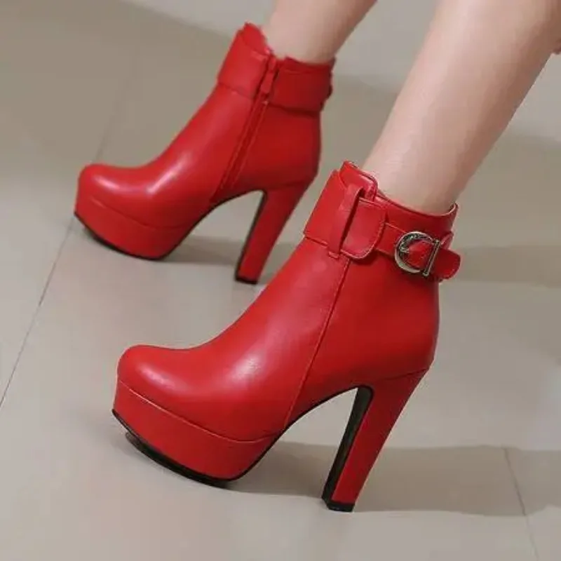 Fashion Boots Women Shoes Autumn Winter Sexy Platform Ankle Boots for Women Black Red Yellow White Short Lady Shoes Large Size - Image 5