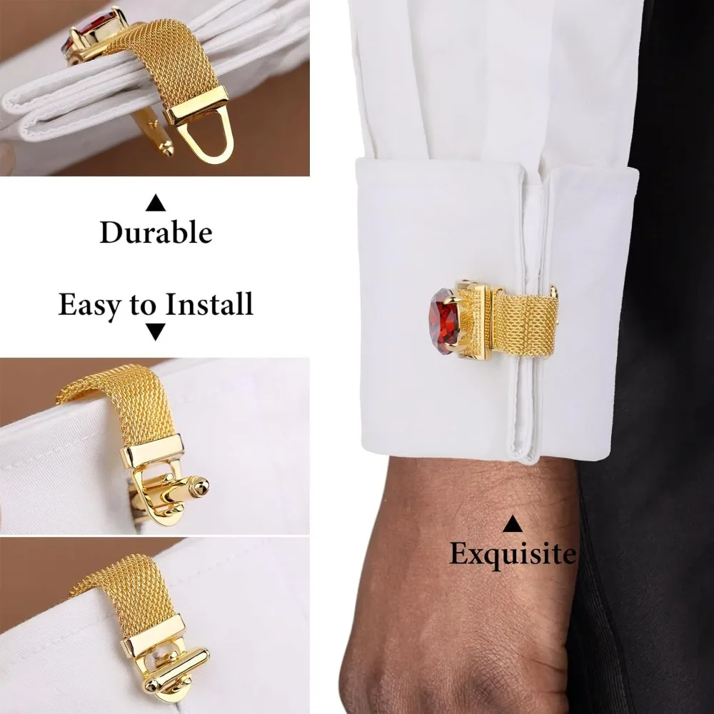 Elegant Zircon Chain Cufflinks for Men French Style Shirt Exquisite Business Wedding Button Cuff Links Luxulry Jewelry Accessory