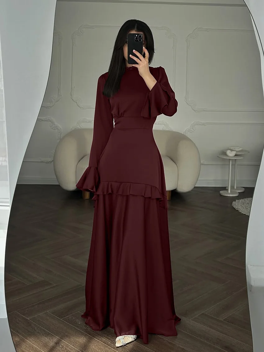 

Marthaqiqi Fashion Women Nightwear O-Neck Nightgown Long Sleeve Sleepwear Ankle-Length Dress Winter Ladies Pajama Breathe Freel