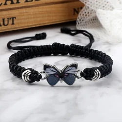 Heißer Grau Schmetterling Mode Armband Klassische Schwarz Weiß Geflochtenen Seil Kette Handgemachte Armbänder für Frauen Männer Einstellbare Schmuck