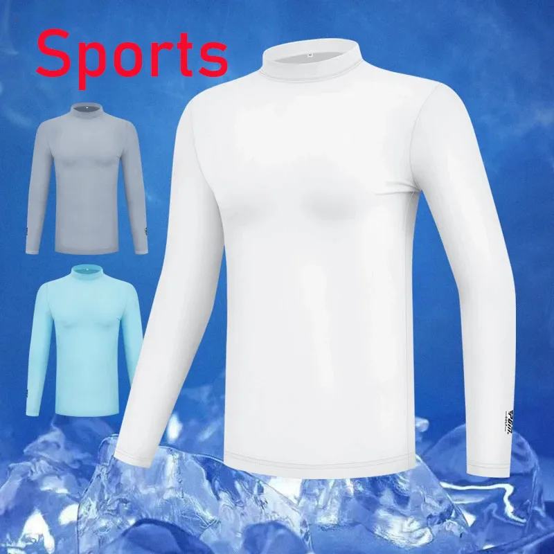 Stretch Coolmax Polo New Shirts Top Clothes Ice Sunscreen Male Men's Outdoor Golf Movement Sportswear Bottoming Tennis Shirt