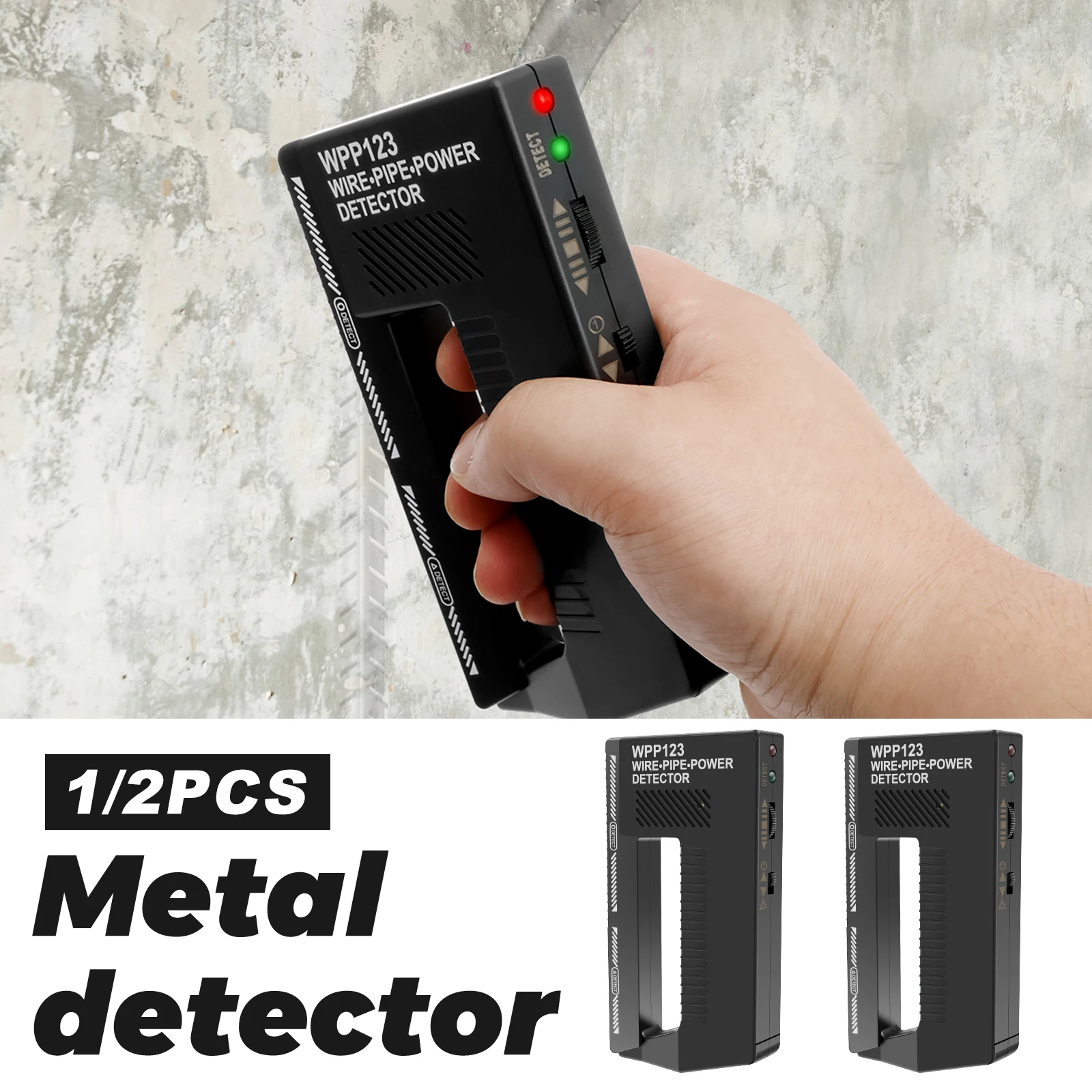 Detector de Metales Portátil para Pared, Puntero de Detección de Cables AC y Metales, Detector de Alta Sensibilidad con Alerta Visual para Tuberías y Cableado Eléctrico