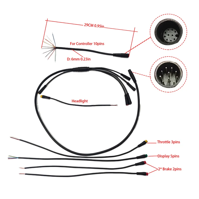 Ebike Electric Bicycle Common Controller Conversion Waterproof Wire Cable DIY 1T5 Throttle Brake Display Headlight