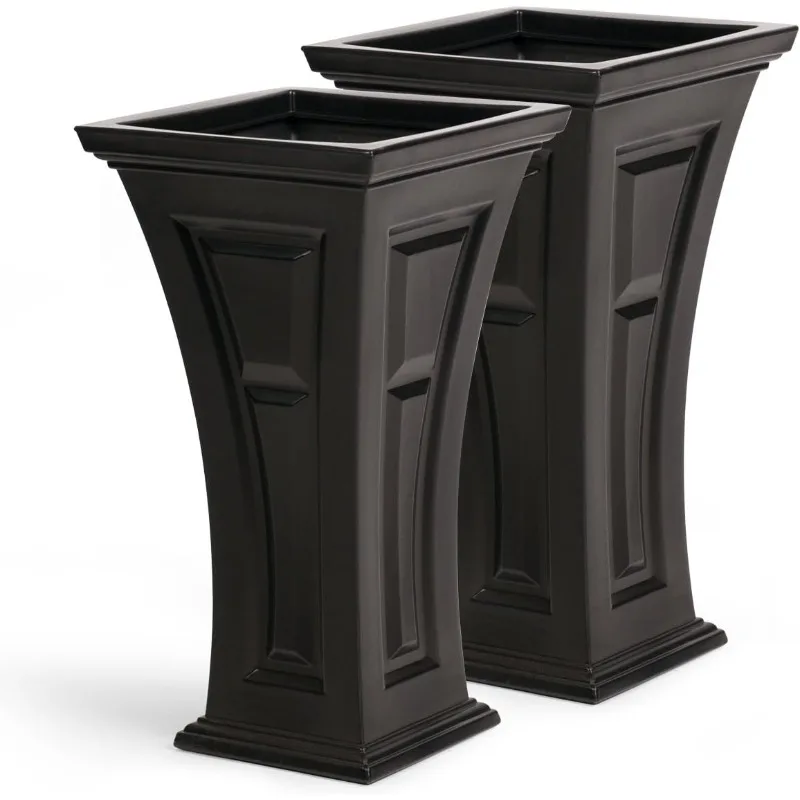 Outdoor Heritage Planter (2-Pack) Outdoor Planter, Tall, Black