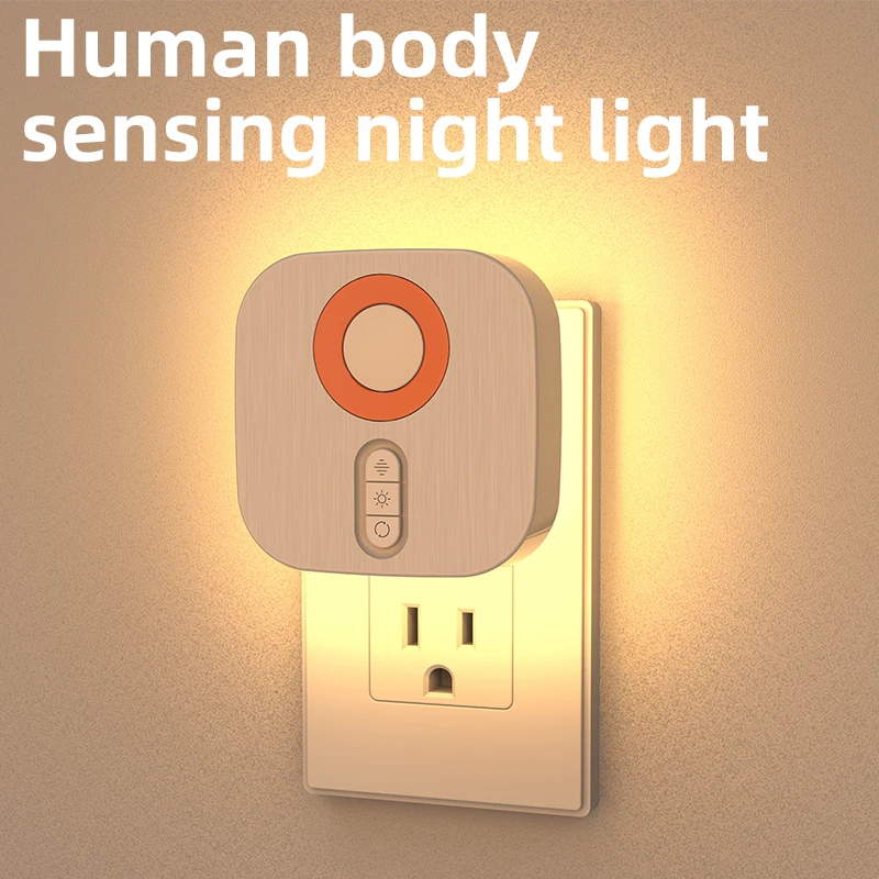 European Standard Plug Human Body Induction Light RBG Seven Color Ambient Light Dimmable LED Night Light Bedroom Bedside Lamp