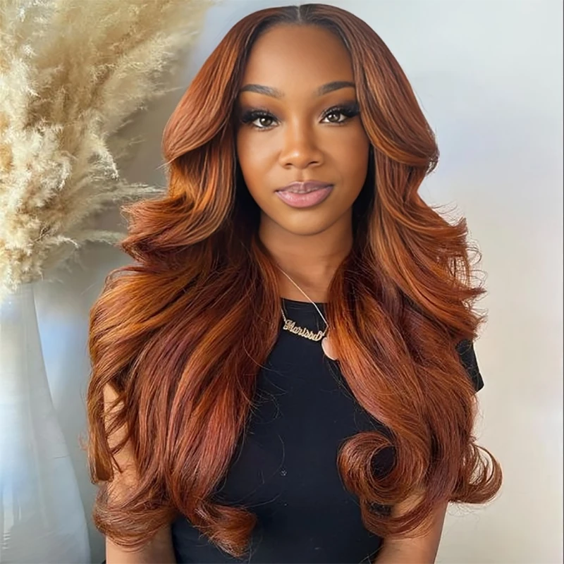 

350 Body Wave Lace Frontal Wigs Human Hair 200% Ginger Orange Brazilian Glueless 13x4 Lace Front Human Hair Wigs For Black Women