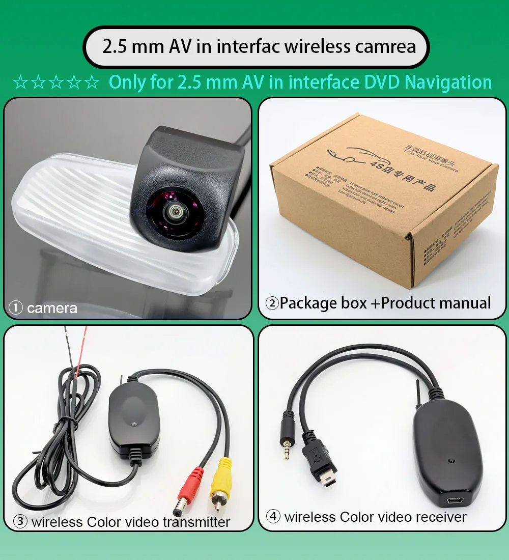 

2.4 Ghz Wireless Rear View Fisheye Camera For Honda HRV H-RV XRV X-RV Vezel 2013~2015 HD Color Transmitter Receiver