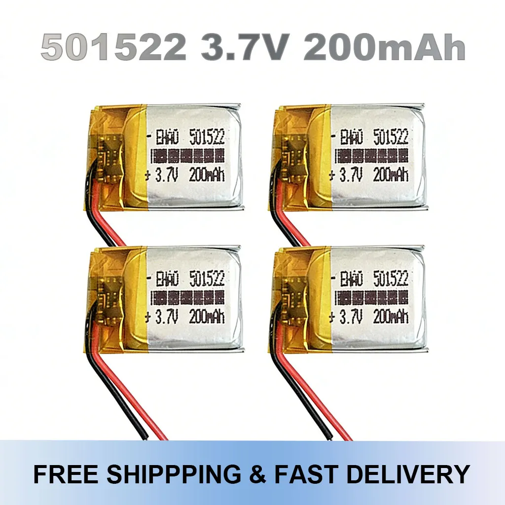 

3.7V 200mAh small size lipo Rechargeable Battery 501522 for MP3 bluetooth earphone bracelet watch pen MID headset headphon