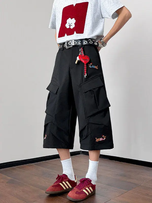 

Летние тонкие хлопковые брюки для спецодежды, мужские широкие брюки ort, повседневные свободные брюки на семь футов, молодежный цвет Sleeny