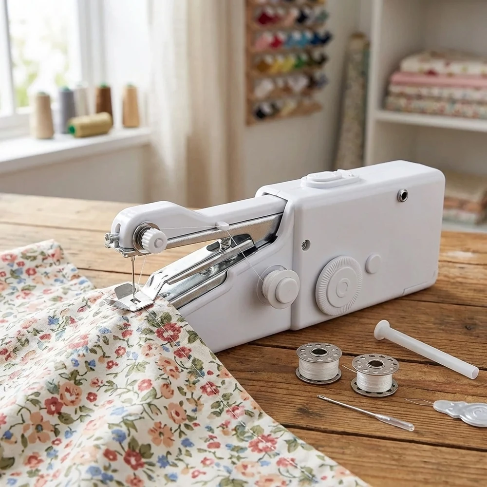 Máquina de Coser Portátil Mini, Herramienta de Costura Rápida, Ligera y Fácil de Usar para Tela, Ropa, Manualidades, Hogar y Viajes