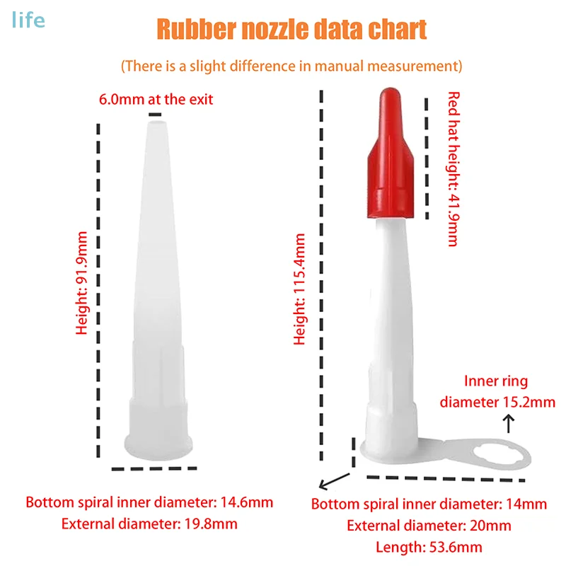 10Pcs Alat Penutup Sekrup Nozel Cadangan Kartrid Mastik yang Dapat Ditutup Kembali, Kit Alat Sealant Nozel Silikon Untuk Menyambung Pipa