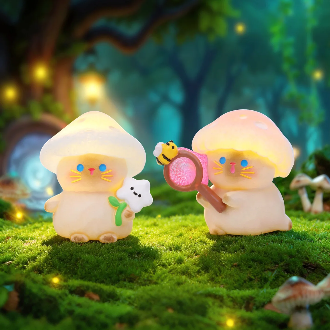 Blind Box Poison Mushroom Exploration Diary Glowing Cat Figurine Home Decoration Desktop Ornament Birthday Gift Souvenir view 4
