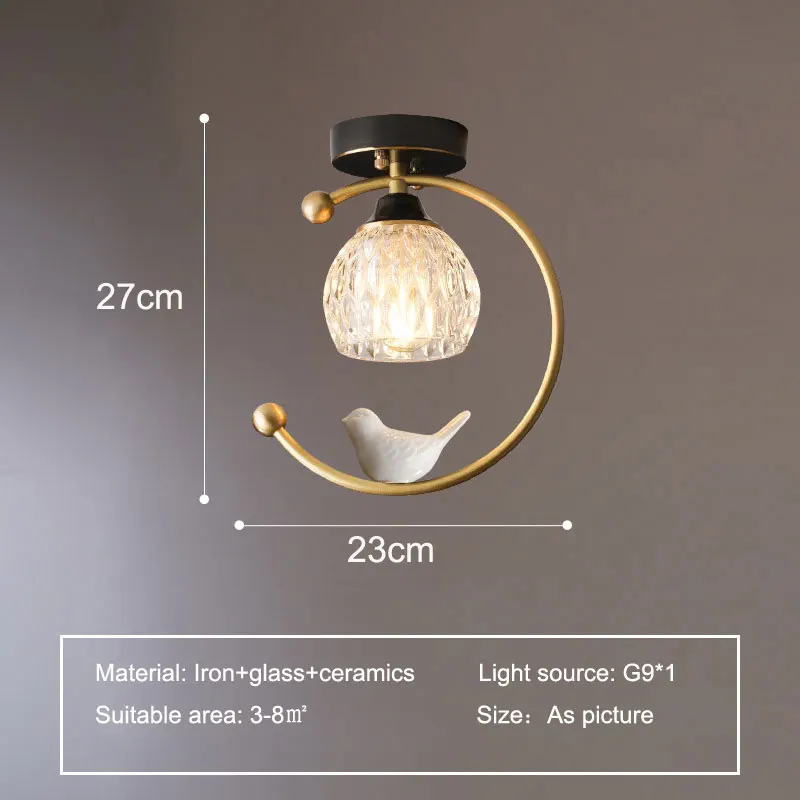 Beiou Yangtai Ceiling Light Bedroom Corridor Aisle Xuan Guan Light Creative Personality Hall Living Room All Copper Ceiling Lamp