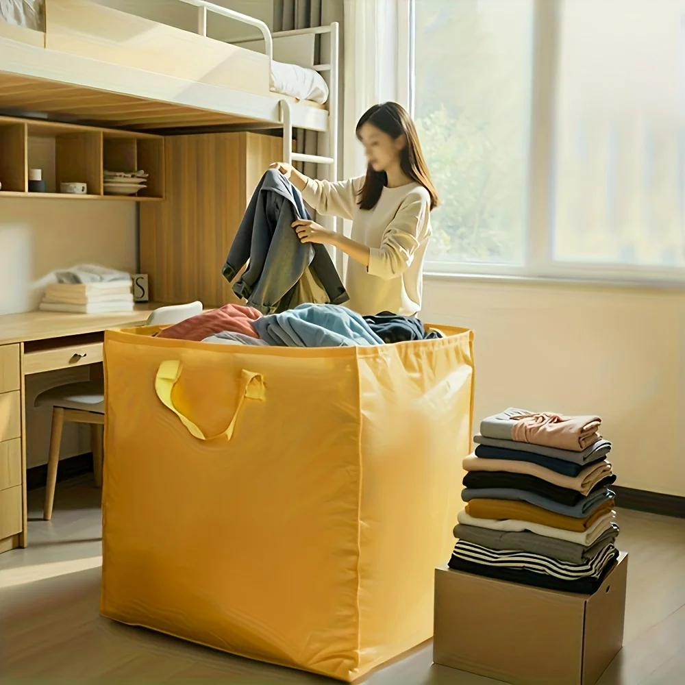 Saco de Mudança Extra Grande Reforçado, Armazenamento Impermeável de Alta Resistência, Dobrável e Portátil para Dormitório/Casa/Escritório/Viagem