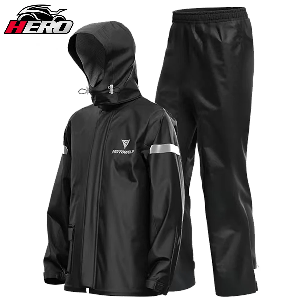 

Reflective Motorcycle Raincoat Men's Raincoat Waterproof Motocross Suit Ultra-thin Motorcycle Biker Rain Jacket Split Rain Cloth