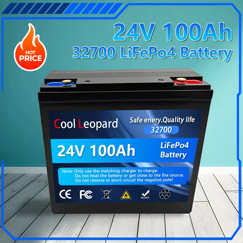 

24V 32700 100Ah LiFePO4 Battery with Built-in 100A BMS for RV Marine Solar Overland Off-Grid Rechargeable Lithium Iron Phosphate