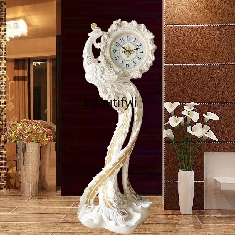 ss 8350 The Grandfather Clock Resin Vertical Pendulum Clock Retro Simple European Modern Chinese Living Room Fashion Antique Clo