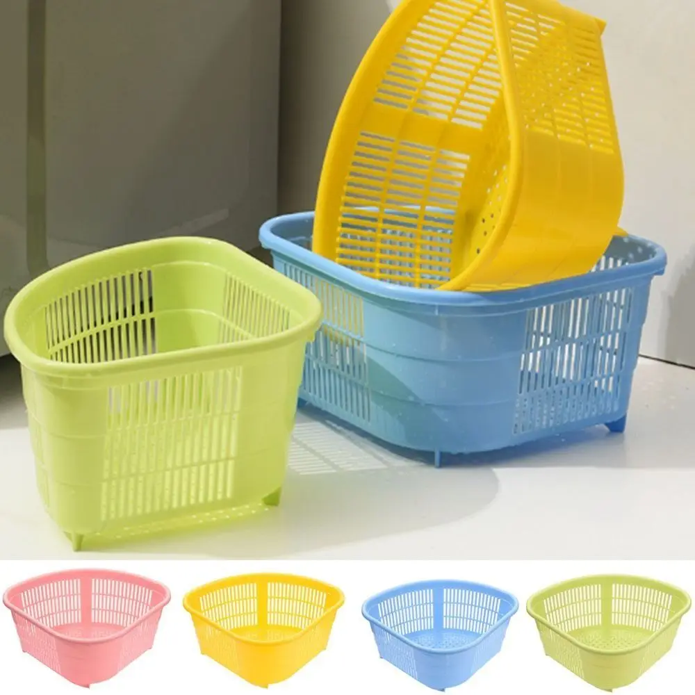 

Fruit Washing Triangle Drainer Basket Draining Space Saving Corner Drain Strainer Basket Plastic Sponge Drain Rack for Home