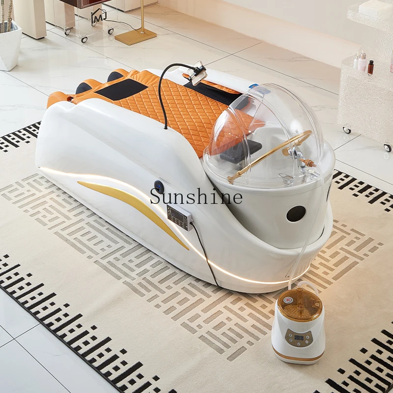 

Head therapy ceramic fiberglass basin water circulation fumigation integrated hairdressing electric massage