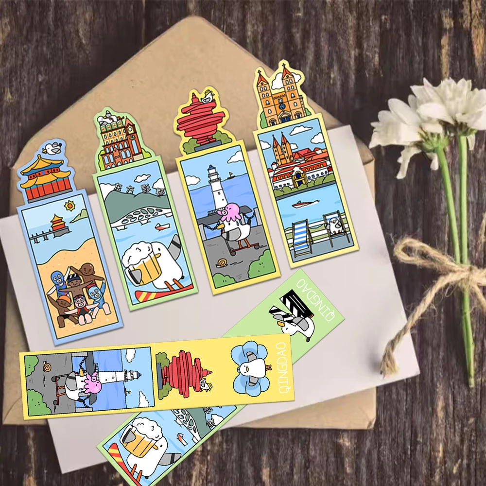 4 قطعة اللون الإبداعي تشينغداو لطيف الكرتون المغناطيسي المرجعية ضوء اللون الجمالية صفحة الكتاب القراءة الملحقات المرجعية #5