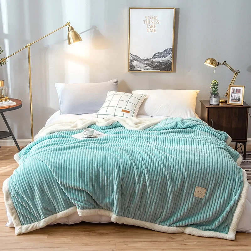 

Winter Thick Velvet Blankets Double Sided Travel Adults and Children Blanket Sofa Cover Warm Wool Blanket Bedspread Bed Cover
