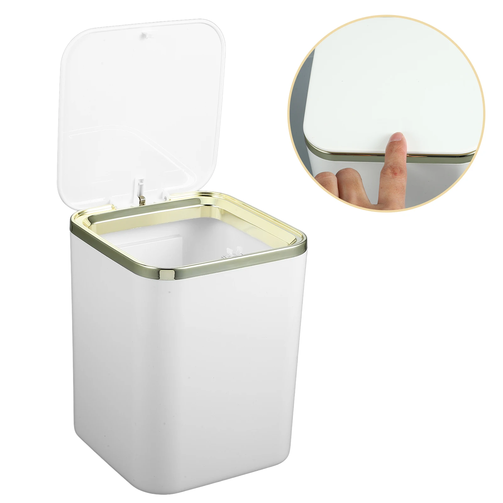 

Multi Mini Desk Trash Can Small Desktop Waste Bin Cute Garbage Litter Box With Lid Wall Hangable Office Home Dorm Use Abs