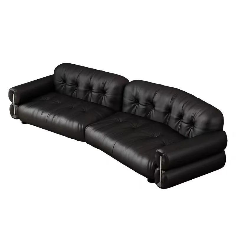 

French retro style brown sugar cloud sofa, light luxury medium and ancient style large and small apartment straight row