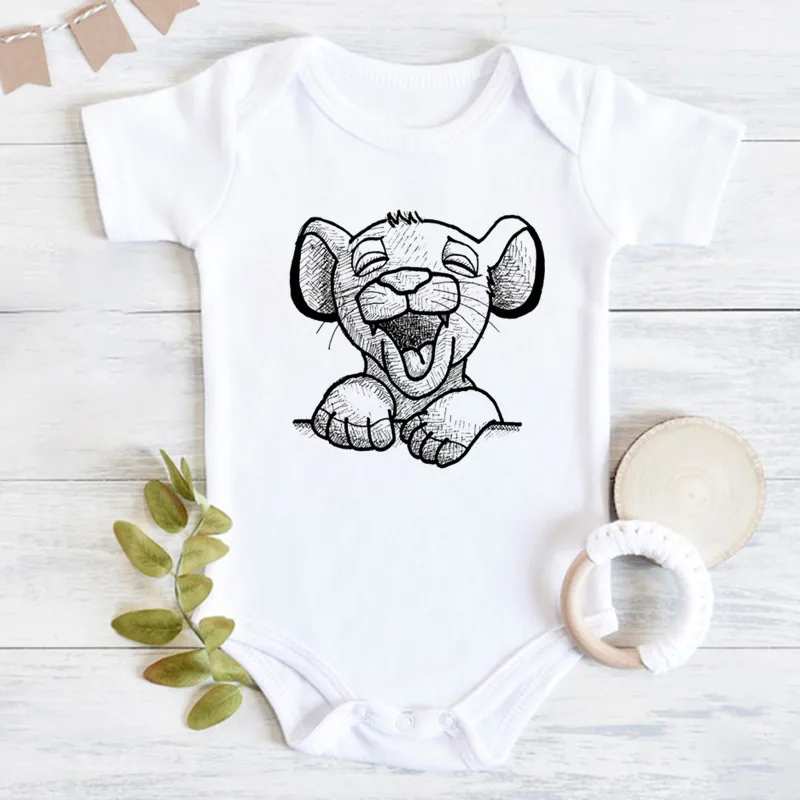 Kawaii Simba Lion King Bodysuits for Infants 100% Cotton Short Sleeve Newborn Baby Girl Clothes Baby Romper