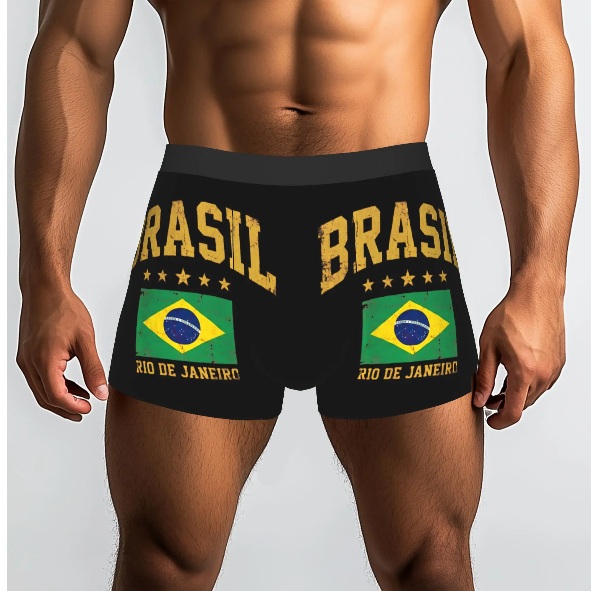Rio De Janeiro Vintage Distressed Flag  Brasil Underpants Homme Panties Male Underwear Comfortable Shorts Boxer Briefs